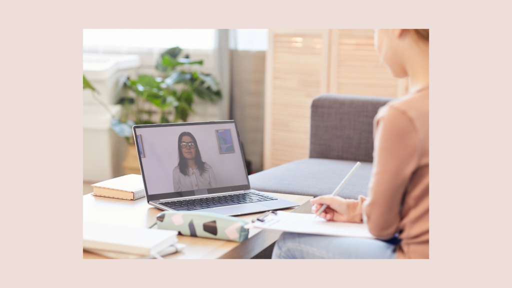 female teacher in screen