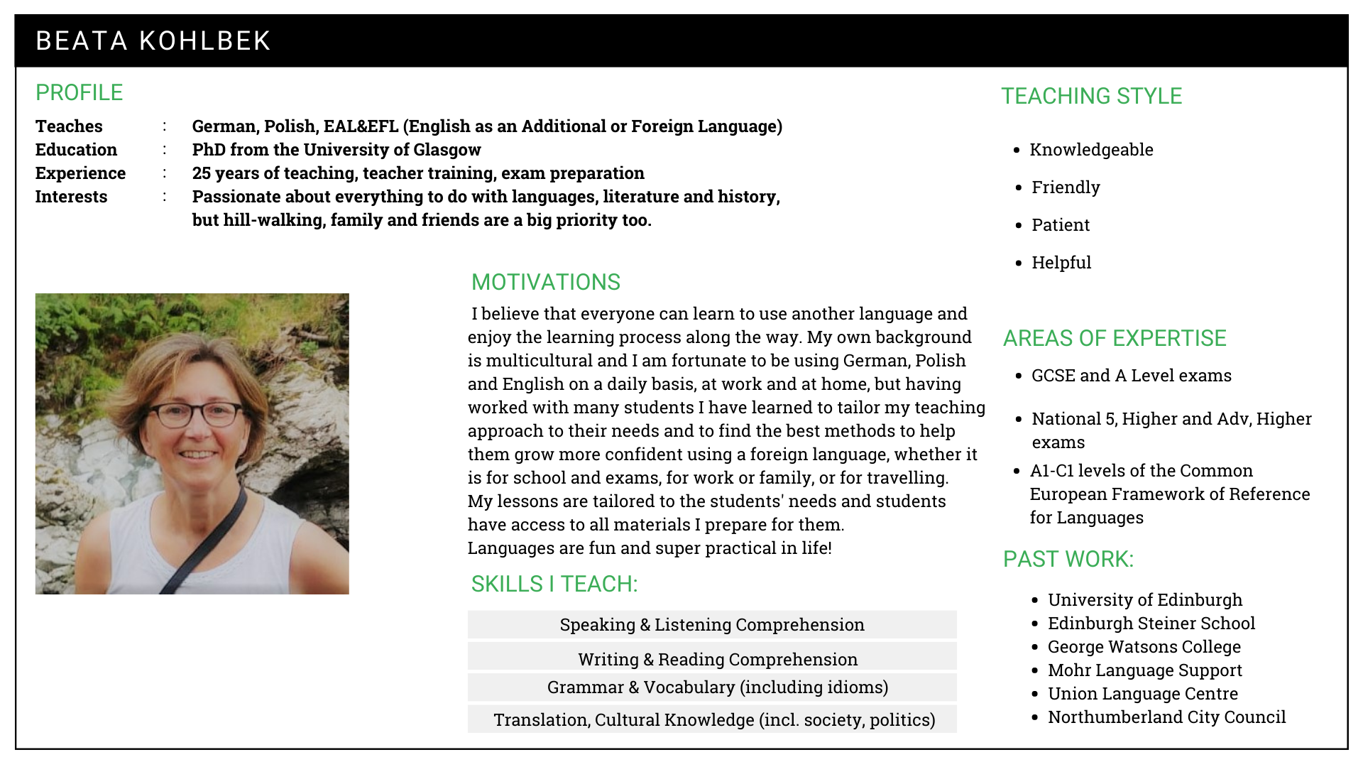 German tutor for online lessons.